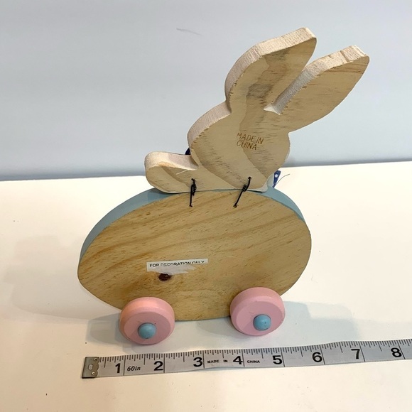 Wooden Bunny on an Easter Egg Spring Decor - Picture 4 of 5